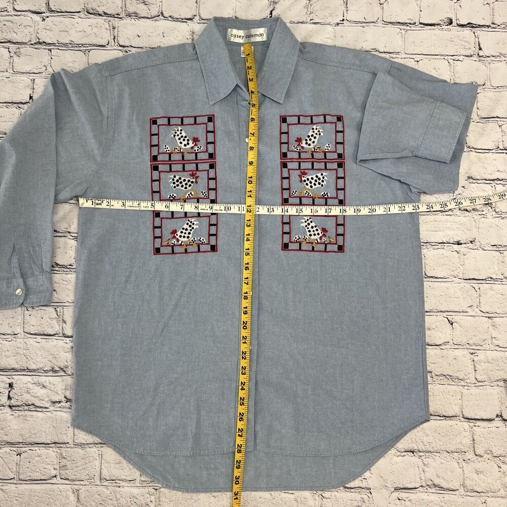 Vtg Chicken Farmhouse Embroidered Chick Eggs Denim Button FrontShirt Women's XL? - Picture 5 of 10